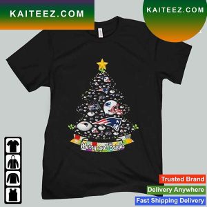 Merry And Bright New England Patriots NFL Christmas Tree 2022 T-Shirt