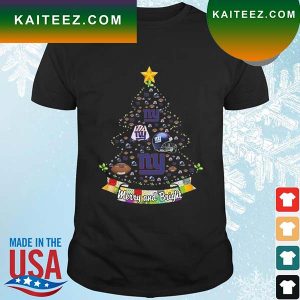 Merry And Bright New York Giants NFL Christmas Tree 2022 T-Shirt