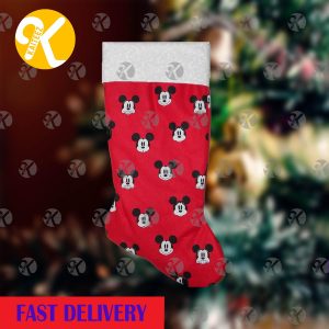 Mickey Mouse All Emotion Pattern In Red Background Christmas stocking