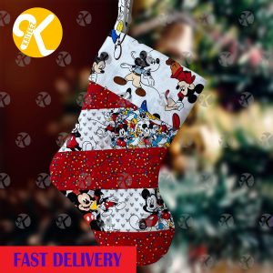 Mickey Mouse Playing With Friend Quilted Disney Theme Christmas Stocking