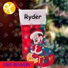 Mickey Mouse Santa Holding Presents In Red Background Christmas Stocking