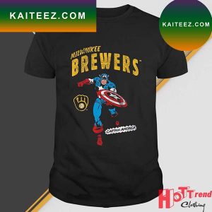 Milwaukee Brewers Team Captain America Marvel T-Shirt