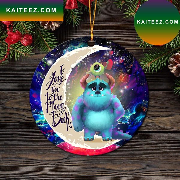 Monster Inc Sully And Mike Love You To The Moon Galaxy Mica Circle Ornament Perfect Gift For Holiday