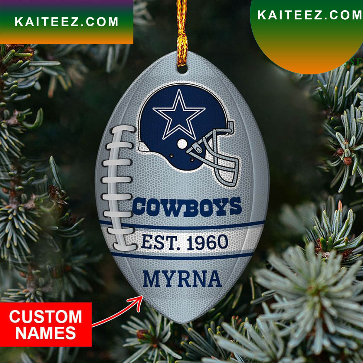 Dallas Cowboys NFL Rugby Ball Helmet Pattern Personalized Christmas  Ornaments - Banantees