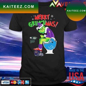 Official Merry Grinchmas The Grinch Minnesota Vikings Detroit Lions and Green Bay Packers toilet paper Christmas T-shirt