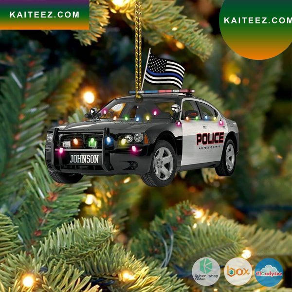 Personalized Police Car Led Lights Christmas Ornament