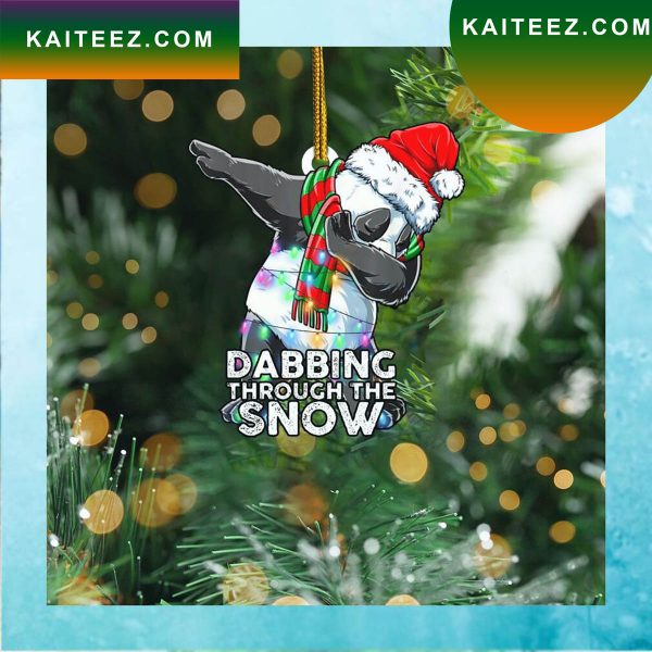 Panda Dabbing Through Snow Christmas Ornament Funny 2022 Xmas Ornament