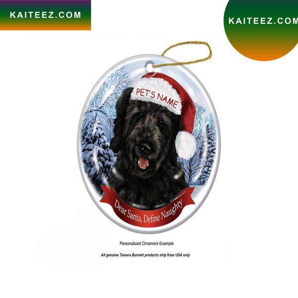 Personalized Black Golden Doodle Red Santa Hat Christmas Ornament