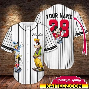 Personalized Disney Mickey Groofy And Donal Duck Baseball Jersey
