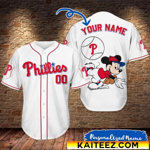 Personalized Disney Mickey Philadelphia Phillies MLB Baseball Jersey
