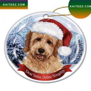 Personalized Goldendoodle Red Santa Hat Christmas Ornament