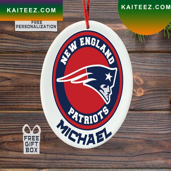 Personalized New England Patriots Christmas Ornament