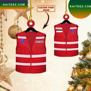 Personalized Waistcoat Emt Paramedic Red 2022 Christmas Ornament