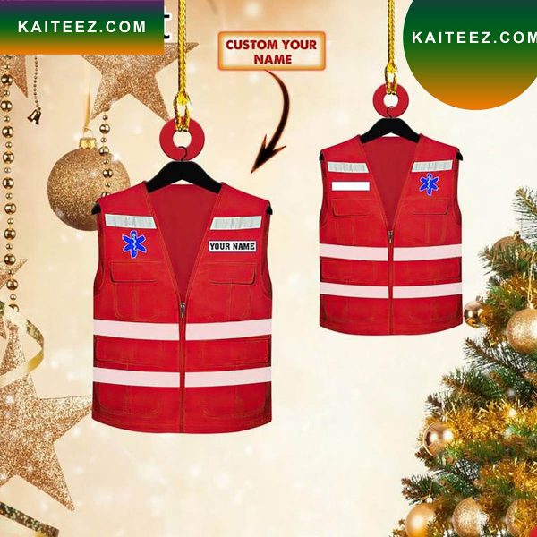 Personalized Waistcoat Emt Paramedic Red 2022 Christmas Ornament