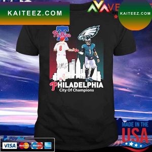 Phillies Nick Castellanos vs Tony Franklin Eagles Philadelphia City of Champions signatures T-shirt