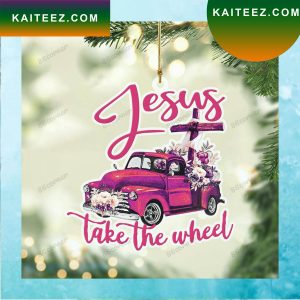 Pink Truck Take The Wheel Flat Christmas Ornament