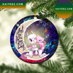 Pokemon Couple Mew Mewtwo Love You To The Moon Galaxy Mica Circle Ornament Perfect Gift For Holiday
