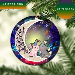 Pokemon Espeon Umbreon Love You To The Moon Galaxy Mica Circle Ornament Perfect Gift For Holiday