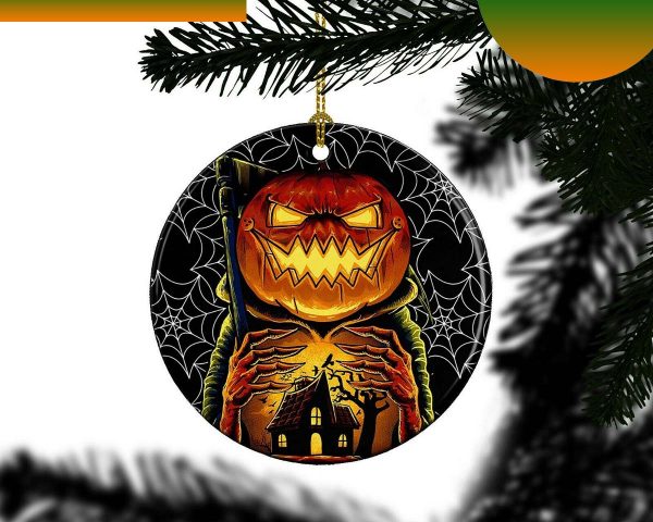 Pumpkin Jack O Lantern Porcelain Halloween Tree Decor Gift Friends Ornament