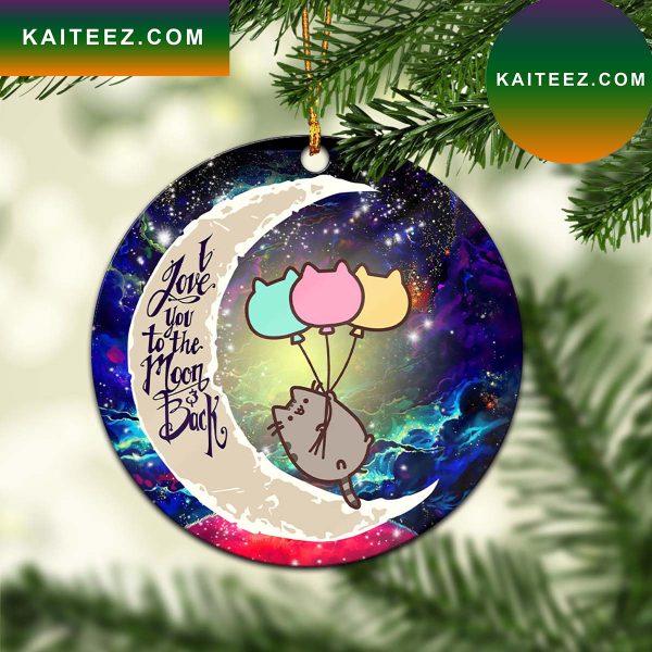 Pusheen Cat Love You To The Moon Galaxy Mica Circle Ornament Perfect Gift For Holiday