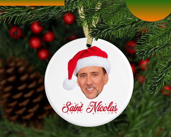 Saint Nicolas Santa Hat Funny Christmas Ornament