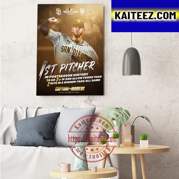 San Diego Padres 2022 MLB WildCard 1st Pitcher In Postseason Art Decor Poster Canvas