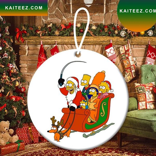 Santa Homer Simpson Family Merry Christmas Ornament