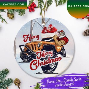 Santa Jeep Frame Christmas Ornament