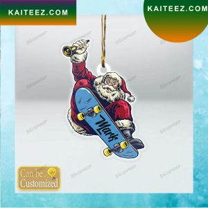 Skateboarding Santa Custom Christmas Ornament