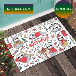 Sloth Merry Christmas Slohoho White Doormat