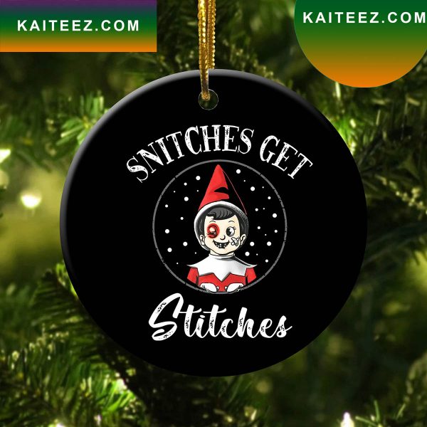 Snitches Get Stitches Creepy Elf Christmas Ornament