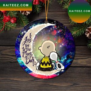 Snoopy Charlie Love You To The Moon Galaxy Mica Circle Ornament Perfect Gift For Holiday