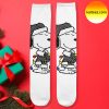 Snoopy Wear Louis Vuitton On Gucci Background Christmas Socks