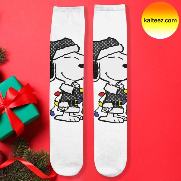 Snoopy Wear Louis Vuitton On Christmas Socks