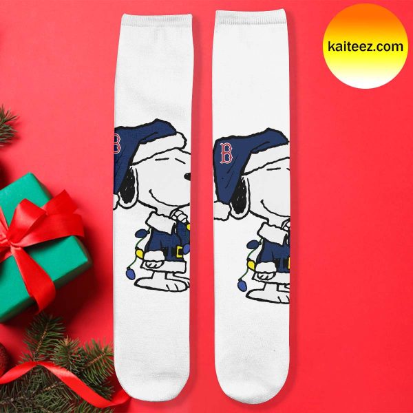 Snoopy x MLB Boston Red Sox Christmas Socks