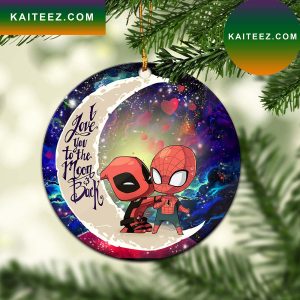 Spiderman And Deadpool Couple Love You To The Moon Galaxy Mica Circle Ornament Perfect Gift For Holiday