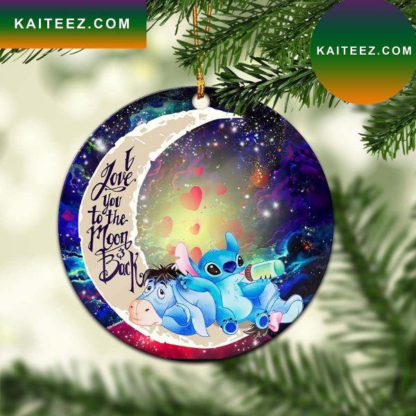 Stitch And Eeyore Couple Love You To The Moon Galaxy Mica Circle Ornament Perfect Gift For Holiday