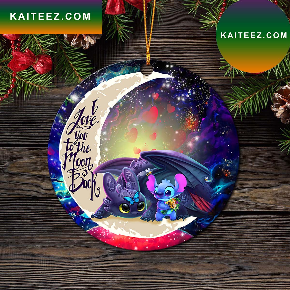 Toothless And Stitch Sunflower Zipper Christmas Decoratons Ornament -  Mugteeco