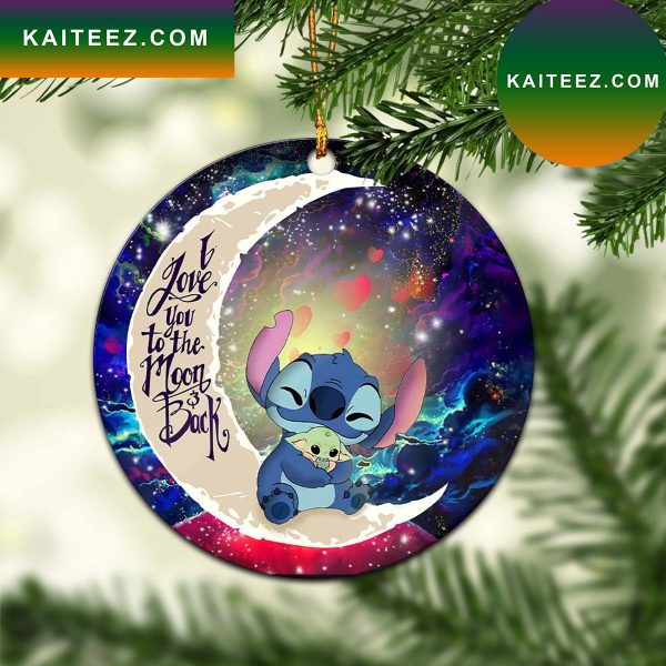 Stitch Hold Baby Yoda Love You To The Moon Galaxy Mica Circle Ornament Perfect Gift For Holiday