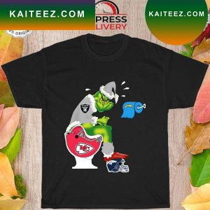 The Grinch Las Vegas Raiders Shit On Toilet Kansas City Chiefs and Other Teams Christmas T-shirt