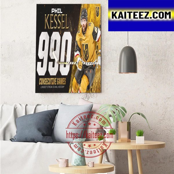 The NHL Iron Man Phil Kessel 990 Consecutive Games With Vegas Golden Knights Art Decor Poster Canvas