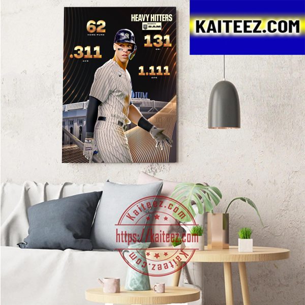 The New York Yankees Aaron Judge Heavy Hitters In MLB Art Decor Poster Canvas