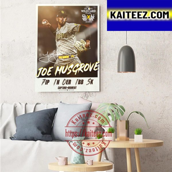 The San Diego Padres Joe Musgrove 2022 MLB WildCard Art Decor Poster Canvas