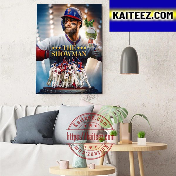 The Showman Bryce Harper Philadelphia Phillies In 2022 MLB World Series Art Decor Poster Canvas