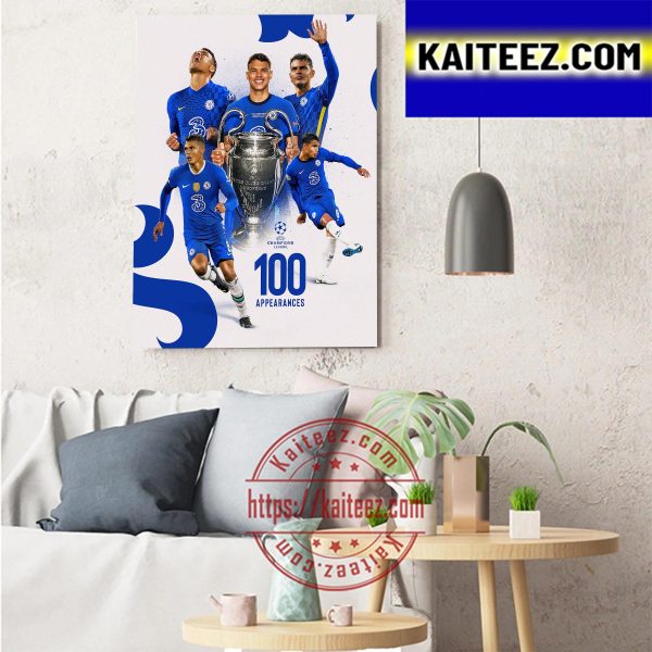 Thiago Silva 100 Appearances UEFA Champions League With Chelsea FC Art Decor Poster Canvas