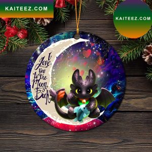 Toothless With Fish Love You To The Moon Galaxy Mica Circle Ornament Perfect Gift For Holiday
