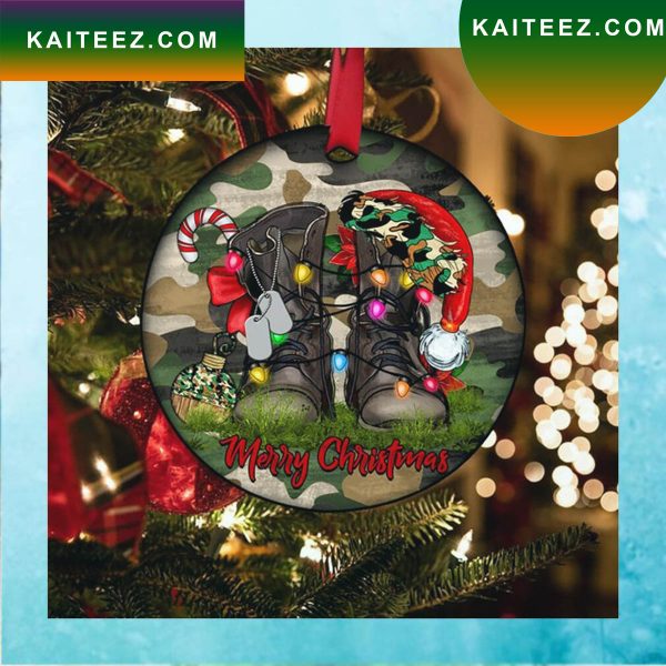 Veteran Christmas Ornament Patriotic Camo Military Boots Merry Christmas Ornament