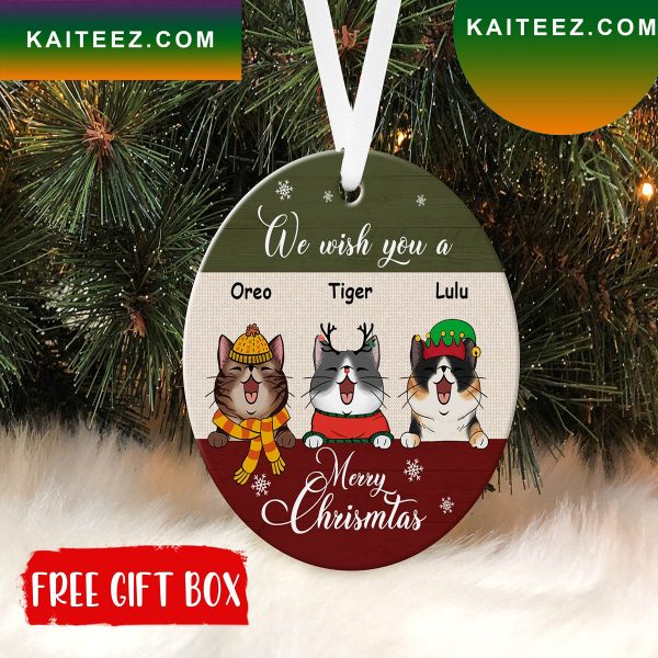 We Wish You A Merry Cat Personalized Christmas Ornament