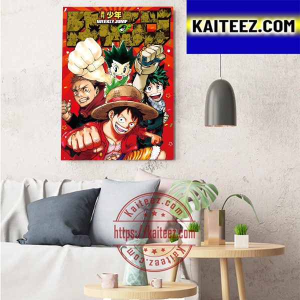 Weekly Shonen Jump Poster Luffy x Gone x Itadori Yuji x Izuku Midoriya Art Decor Poster Canvas