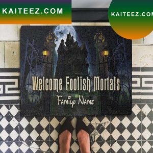 Welcome Foolish Mortals Hitchhiking Ghost Haunted Mansion Doormat